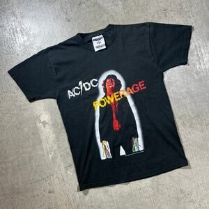 Y2K AC/DC Powerage Band T-Shirt Youth Medium Black